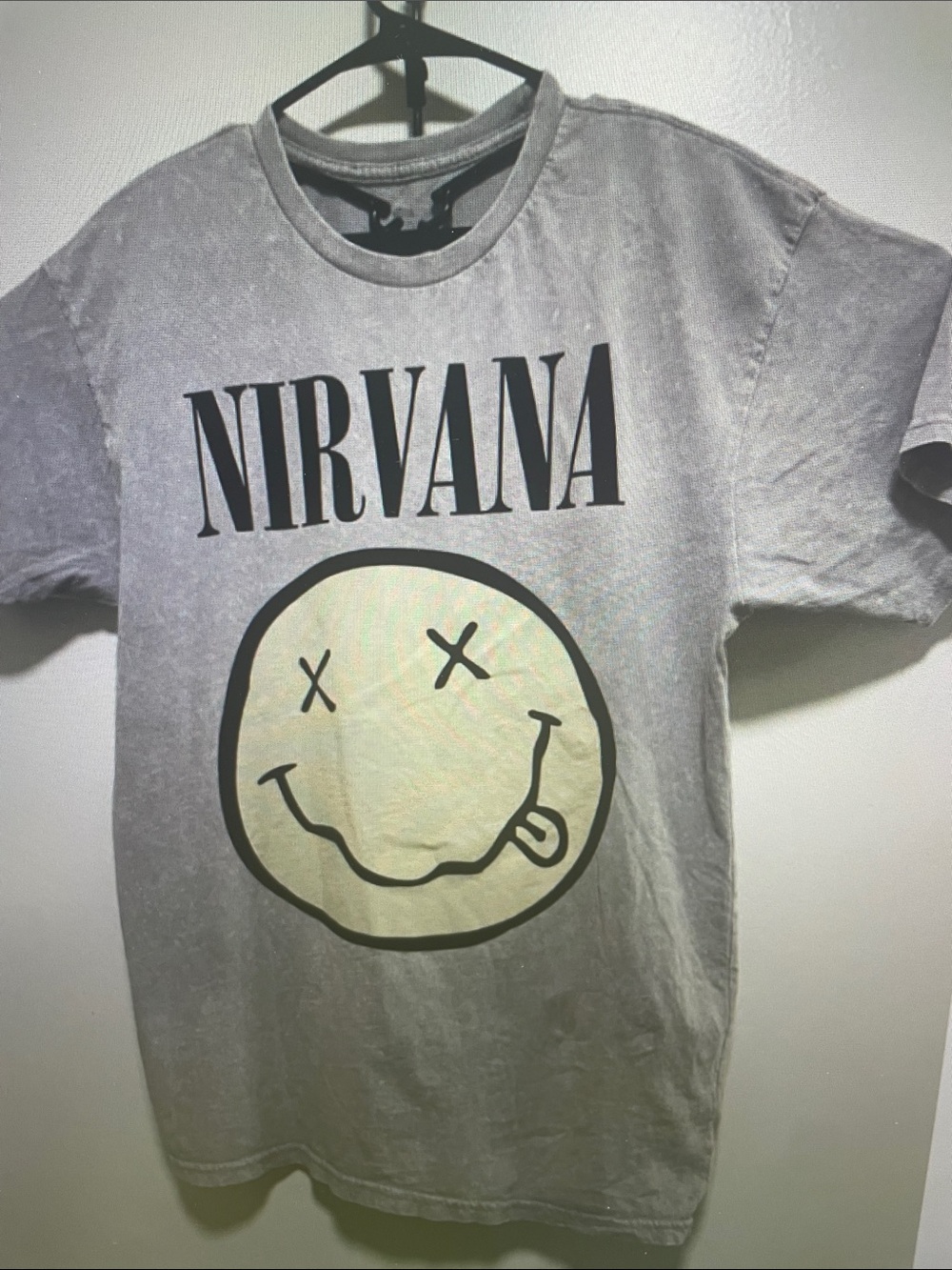 NIRVANA Gray Tee with Yellow Smiley Face